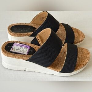 Adrienne Vittadini Sport Black Sandals AV Chipper White Soles Women's Size 6.5M